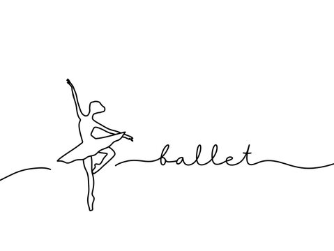 Minimalist line art of ballet dancer with elegant script