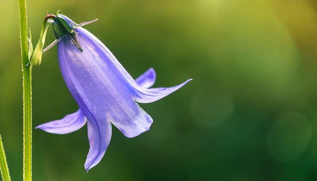 Western Harebell Bluebell Wildflower Macro Image With A Soft Green Background And Fading To Transparent Along The Edges Campanula Petiolate