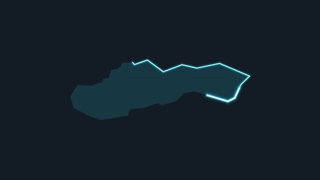 Glowing Slovakia Highlighted on World Map in Zoom Animation