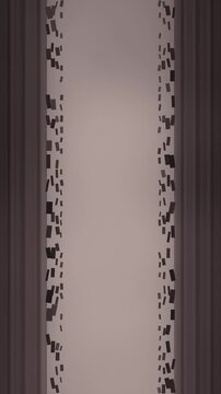 Electrostatic Flake Shuttle Across a Narrow Electrode Gap, Stepped Mechanical Motion, Seamless Loop in deep blush tones vertical 9:16