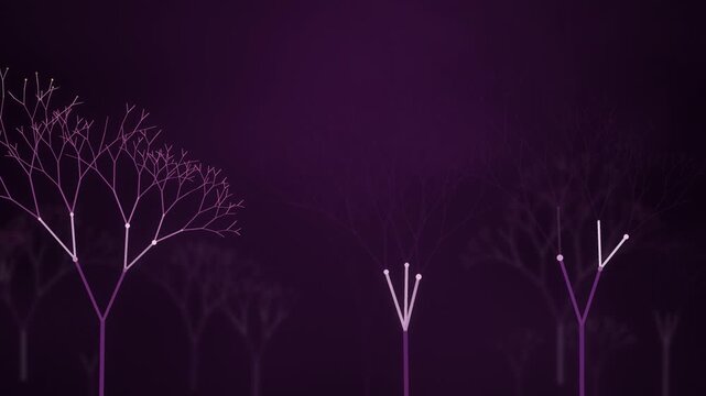 Fractal Tree Recursive Branching Growth Seamless Loop in deep magenta tones