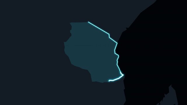 Tanzania Highlighted on World Map with Glowing Zoom Animation
