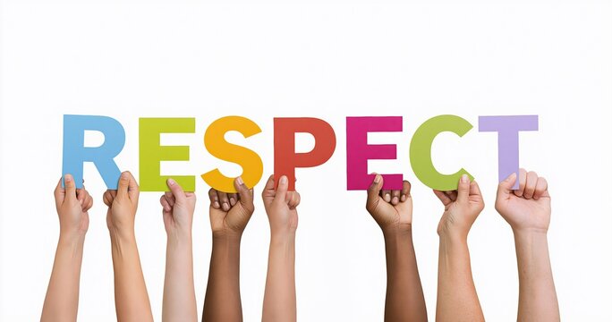 Respect and unity shown by diverse people holding colorful letters for equality