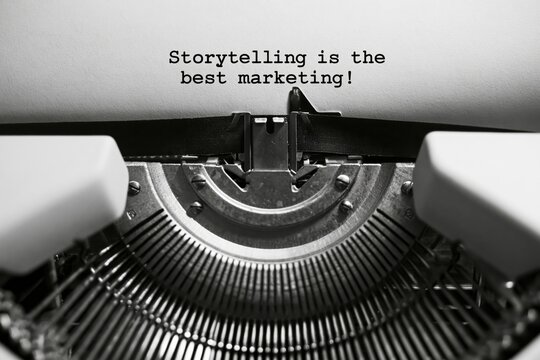 Typewriter with a vintage storytelling message for business marketing strategy