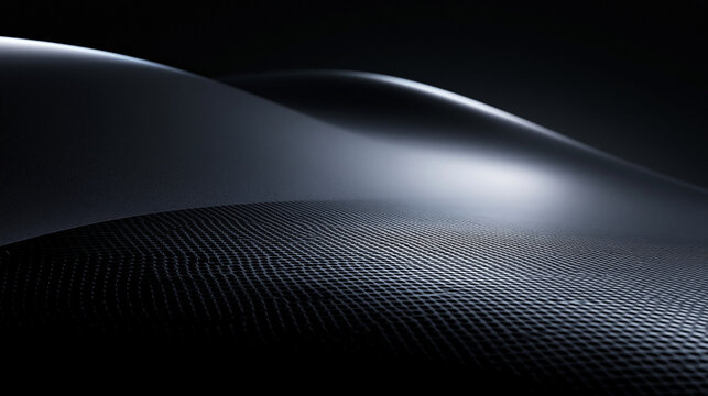 Dark Futuristic Metallic Wave Surface with Carbon Fiber Texture