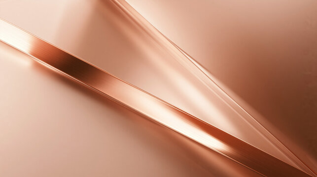 Rose Gold Metallic Abstract Background with Smooth Reflections