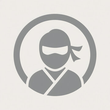 Ninja avatar icon, flat vector graphic of a masked warrior in a circular frame.