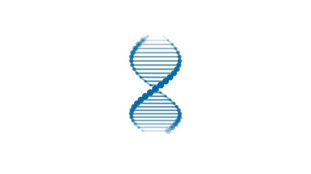Blue DNA Helix Rotating on White Background