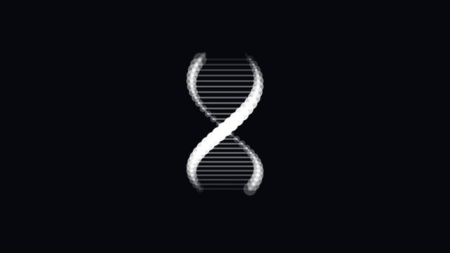Minimalist White DNA Helix Rotating On Black Background