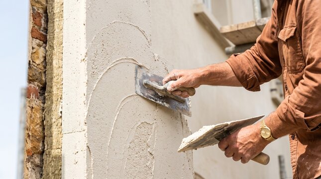 Lime render applied over breathable facade insulation