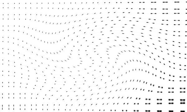Abstract distorted grid pattern with black dots isolated on transparent background