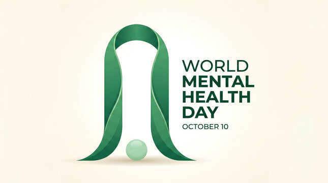 World mental health day logo with ribbon