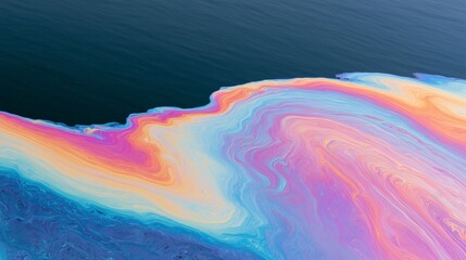 Obraz premium Rainbow Oil Film with Pink Blue and Gold Swirls
