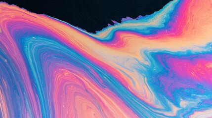 Obraz premium Vivid Petroleum Sheen beside Black Water Copy Space