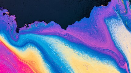 Obraz premium Neon Oil Slick Pattern with Dark Copy Space
