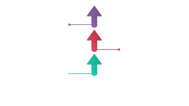 Dynamic Ascending Arrow Steps Infographic Animation. Colorful Progress Timeline Concept.