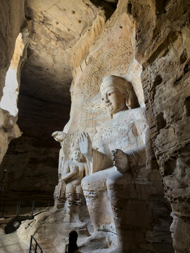 Yungang Grottoes Buddha statues carved in rock cave