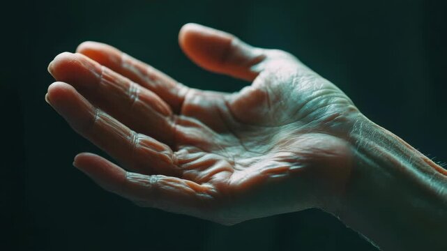 A person's hand is being washed under running water.