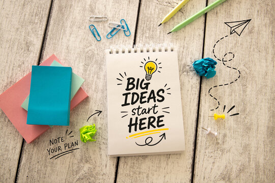 Big Ideas Start Here Creative Thinking, Brainstorming and Innovation Concept.