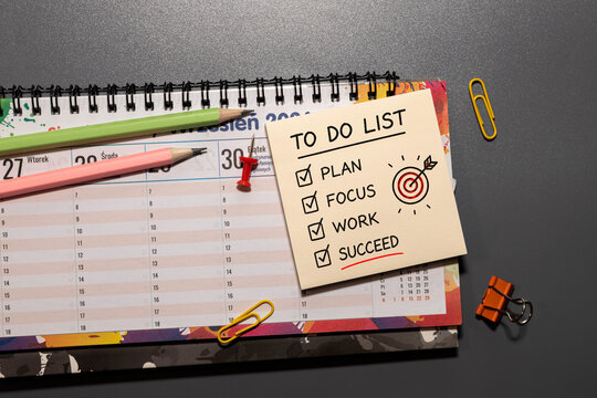 Plan Focus Work Succeed Productivity, Goal Setting and Time Management Concept.