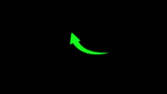 Minimalist circular loading progress bar and rotating arrow animation pack.Hand drawn red brush arrow curving upward to the right on a clean white background animation. for emphasis in presentations.