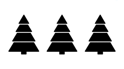 Fototapeta premium Set of three minimalist black evergreen tree icons for festive winter season design