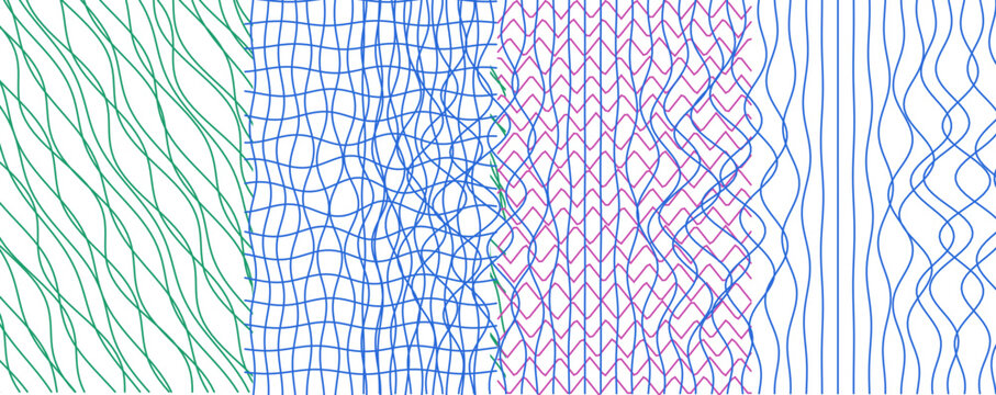 Abstract digital graphic background with interwoven wave lines and geometric grid pattern, abstract