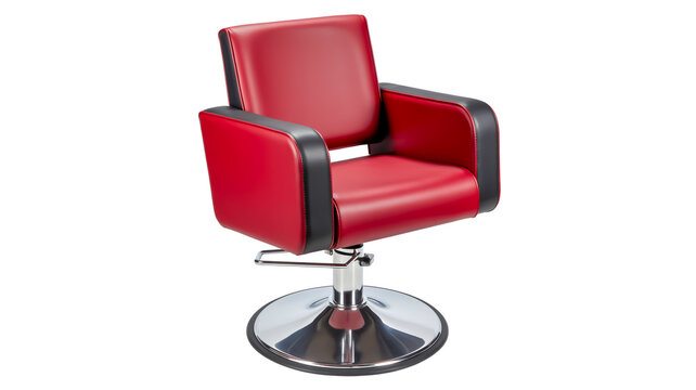 A Professional Red and Black Adjustable Salon Styling Chair for Hairdressers