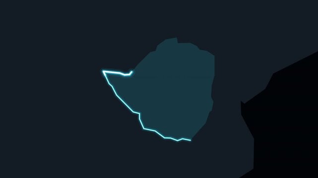 Zimbabwe Country Highlight on World Map with Glowing Zoom