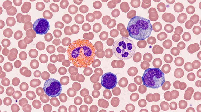 Blood Smear: Red Blood Cells, Neutrophils, Eosinophils, Lymphocytes, Monocytes