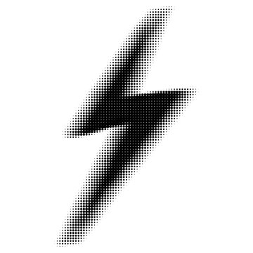 Halftone lightning bolt. Half tone thunderbolt