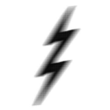 Halftone lightning bolt. Half tone thunderbolt
