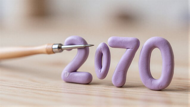 Purple clay numbers "202" with pencil, symbolizing new beginnings or year planning.