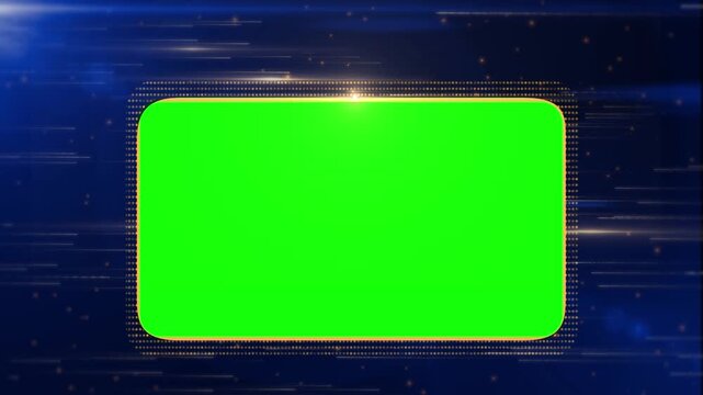 Rounded rectangle provides a green center for text surrounded by a dark blue tech-inspired border.