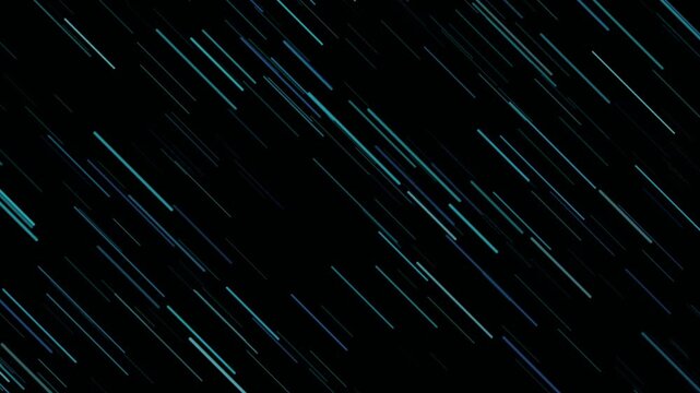 Glowing blue streaks of light travel diagonally across a dark space background.