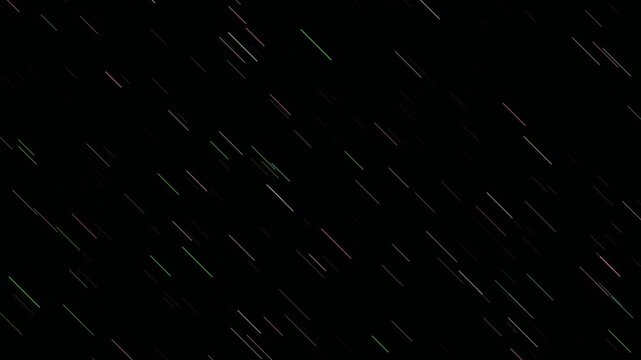 Animated diagonal lines simulate falling snowflakes across a dark background.