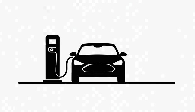 Electric Vehicle Charging Station Icon &ndash; EV Car Charging Vector Illustration