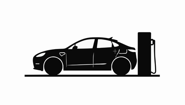 Electric Vehicle Charging Station Icon &ndash; EV Car Charging Vector Illustration