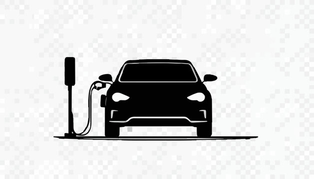 Electric Vehicle Charging Station Icon &ndash; EV Car Charging Vector Illustration