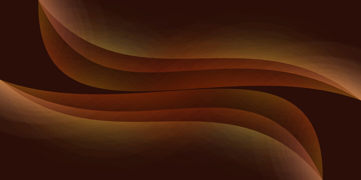 Abstract Dark Brown and Copper Wavy Background with Elegant Geometric Low Poly Pattern Textures