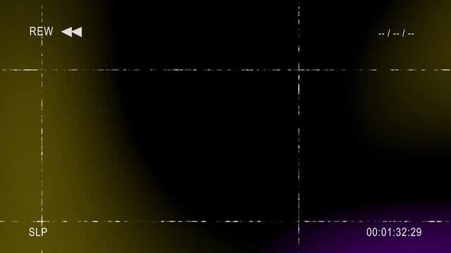 Retro VHS overlay with colorful lightleaks and analog glitch effects featuring rewind text and a counting timecode for vintage video transitions and nostalgic film aesthetics