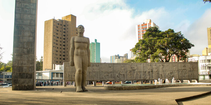 The Monument to the First Centenary of Paran&aacute;'s Political Emancipation, in Pra&ccedil;a 19 de Dezembro, in downtown Curitiba, Paran&aacute;, Brazil.