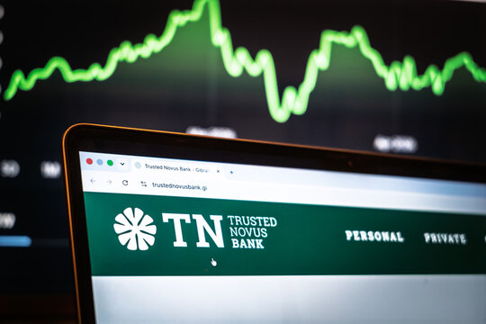LONDON, UK - JULY 14, 2026: Logo of Trusted Novus Bank on their website. TNB is a Commercial bank with private and business banking from Gibraltar.