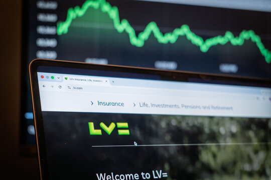 LONDON, UK - JULY 19, 2026: Logo of LV on their website. Liverpool Victoria is a British Insurance specialized in life and pensions insurer (mutual).