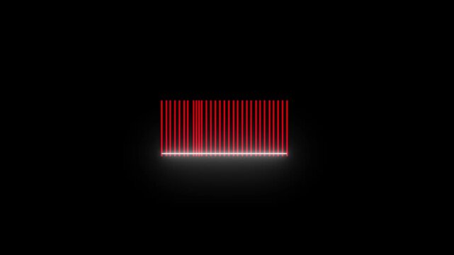 barcode being scanned with a laser beam barcode scanner, a barcode on a parcel or product being scanned with a laser Barcode scanner animation .black background. Laser beam barcode scanner.4k