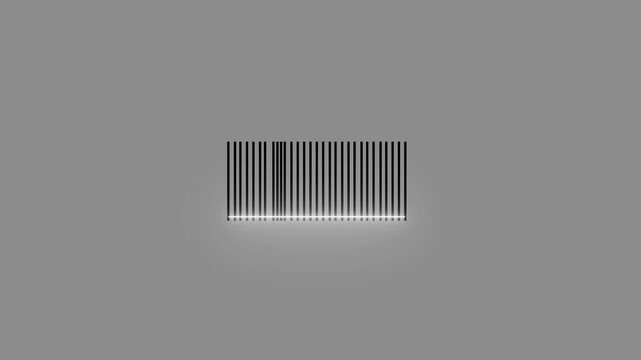 barcode being scanned with a laser beam barcode scanner, a barcode on a parcel or product being scanned with a laser Barcode scanner animation .black background. Laser beam barcode scanner.4k