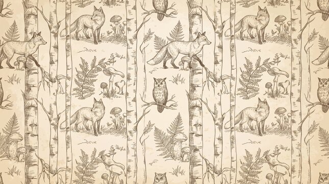 Russia patterns with vintage distressed lace texture and ornamental botanical details, seamless