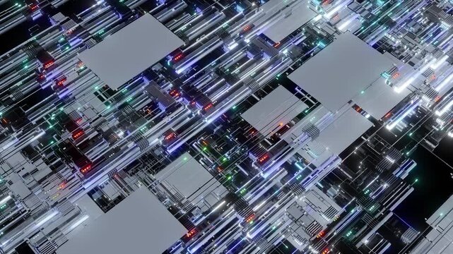 3d looped abstract background with data blocks.