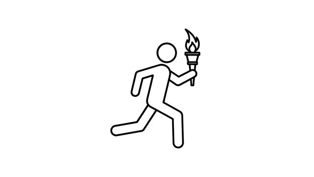 Minimalist Runner with Flaming Torch Line Icon