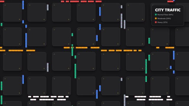 City Traffic Flow Animation with Urban Roads and Transportation Network
